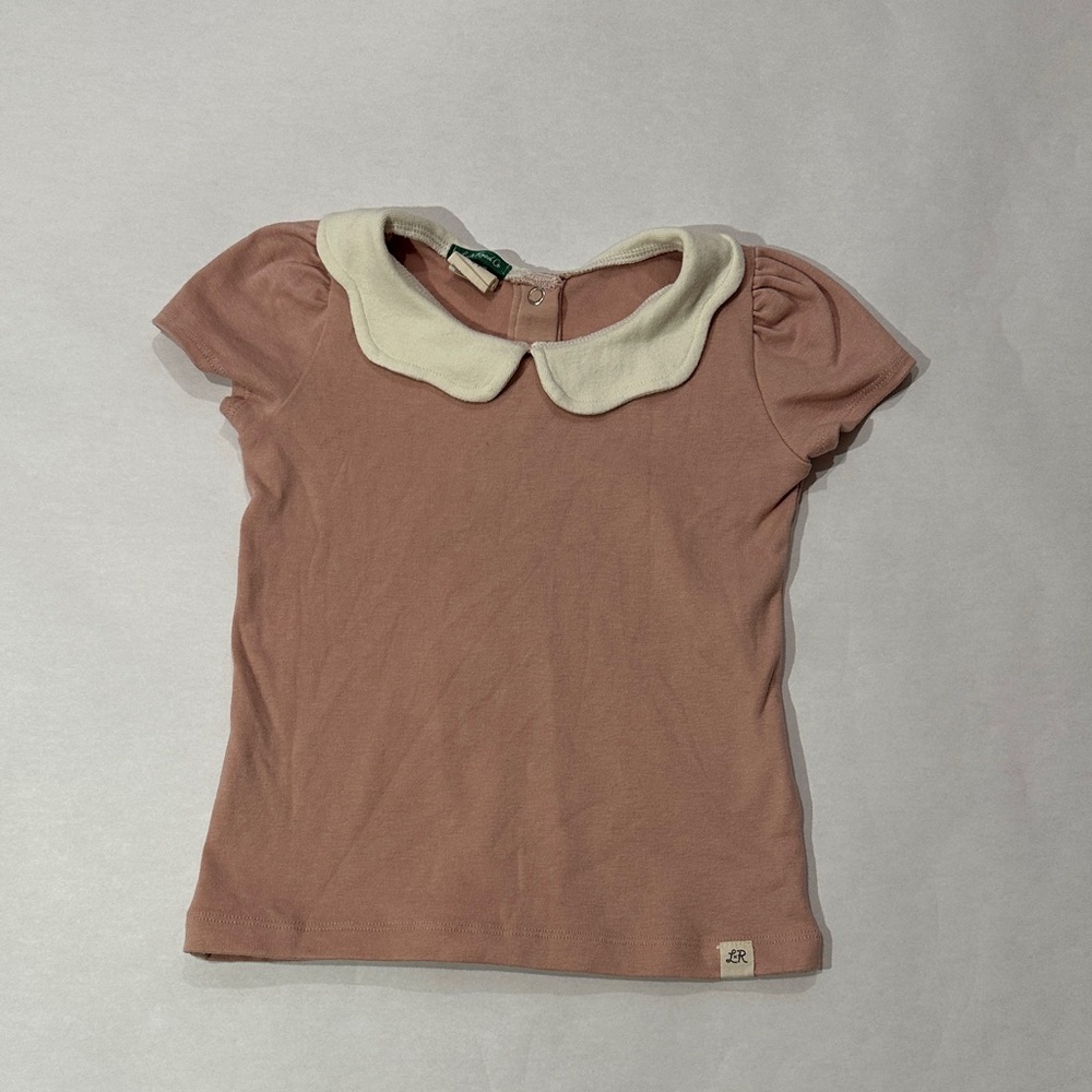 Little Road Co Blouse in Dusty Pink with Cream Collar
